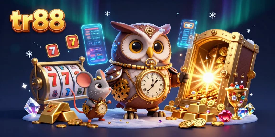 Engage with the thrilling tr88 gaming experience as the cartoon owl and mouse unveil the vast treasures of a steampunk casino.