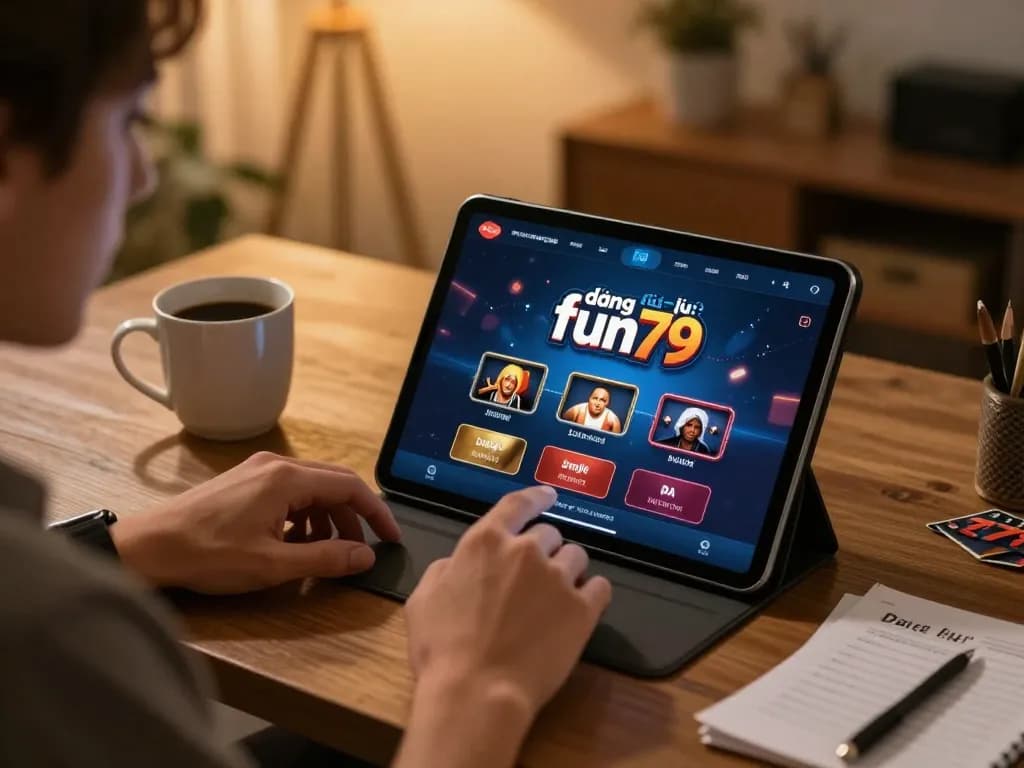 Using the đăng nhập fun79 app to play casino games at home in a cozy setup.