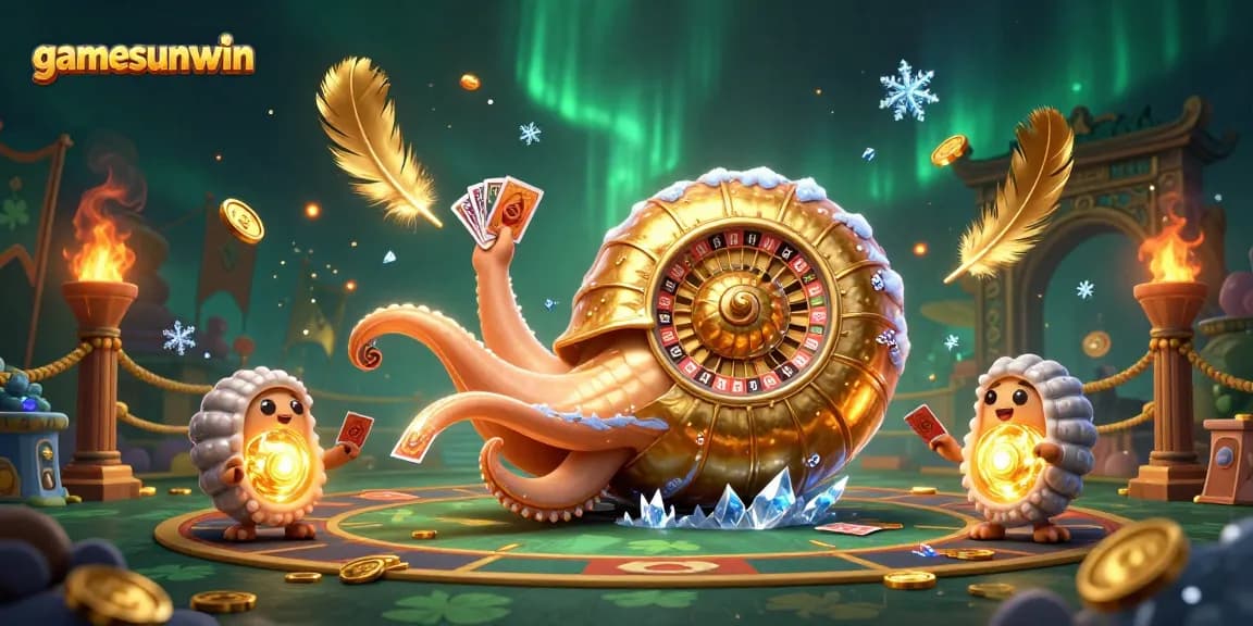 Experience thrilling gameplay at gamesunwin with dazzling nautilus and glowing companions in a vibrant casino scene.