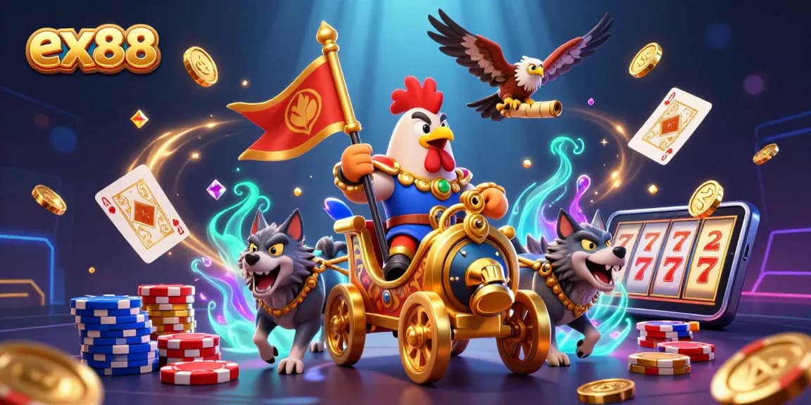 Experience epic wins with ex88 in a vibrant scene of gaming action and adventure.