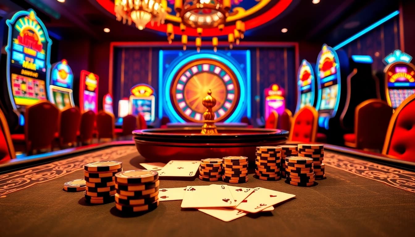 LUCK8 offers a thrilling casino atmosphere featuring vibrant tables and engaging slot machines.