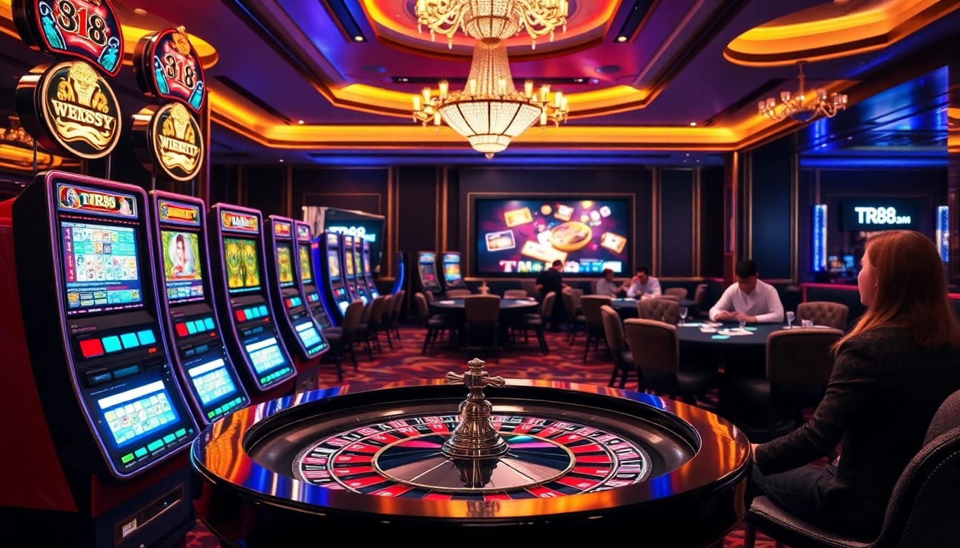 Experience the thrill of TR88 gaming with vibrant casino visuals and stylish online betting.