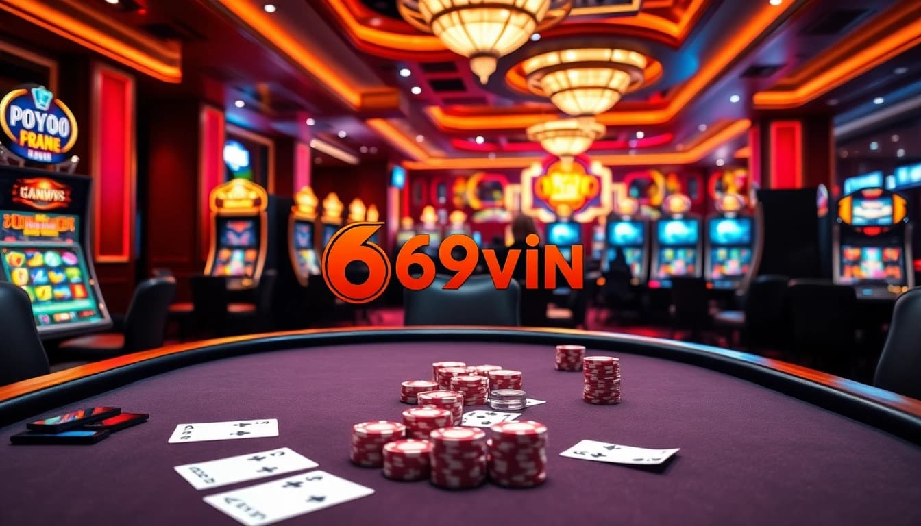 Exciting players engaging in the 69vn game at an upscale casino table.