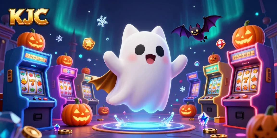 KJC enhances gaming excitement with a ghost cat and a vampire bat in a dynamic casino setting.