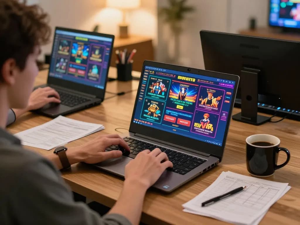 Engaged player using Fly88 for online casino gaming with strategy notes.