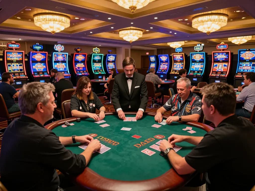 Players enjoying TR88 blackjack games at a lively casino floor