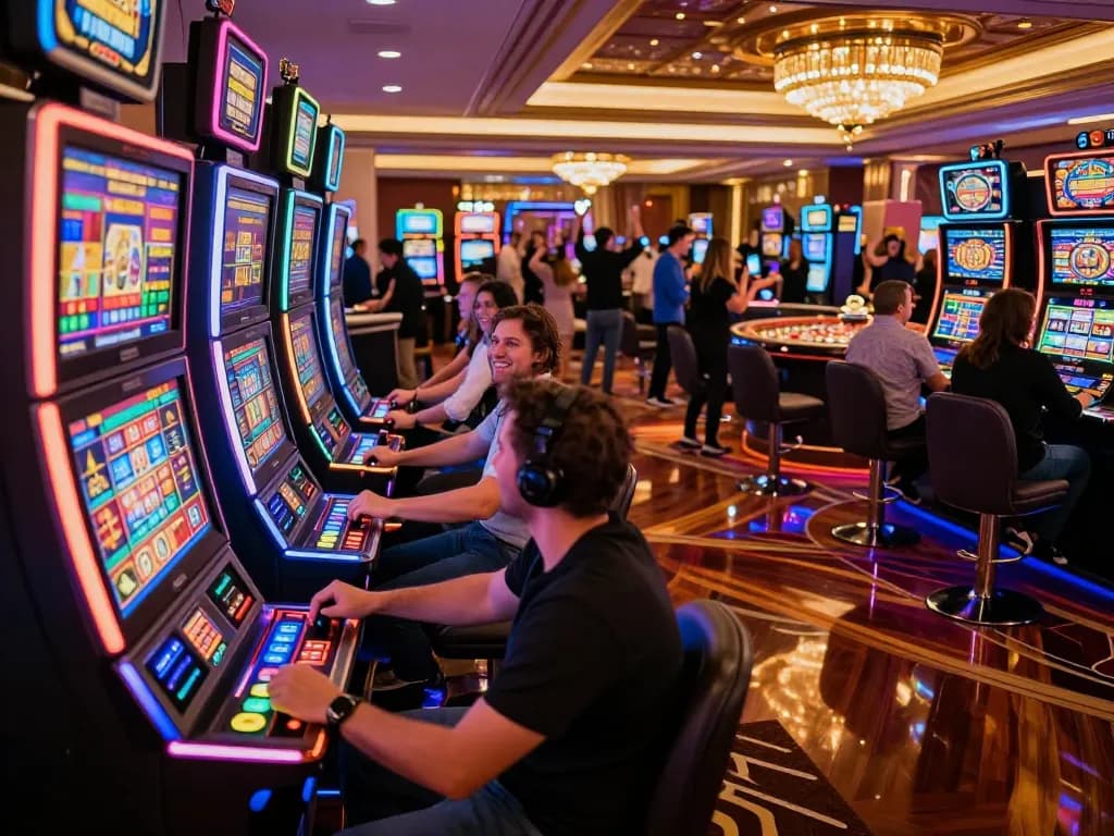 Players enjoying thrilling games at WW88 slot machines in a lively casino atmosphere.