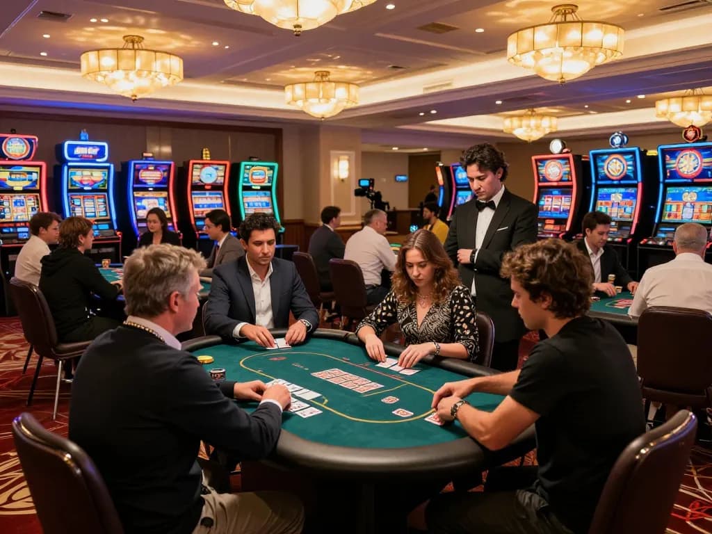 f8betz players engaged in strategic poker gameplay at a lively casino venue