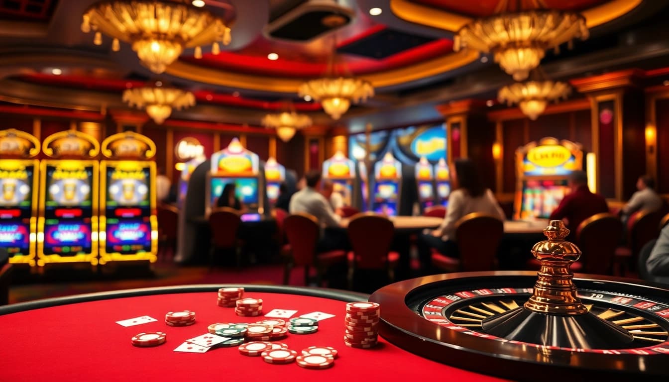 Experience the excitement of LuckyWin with vibrant casino games and bustling players.