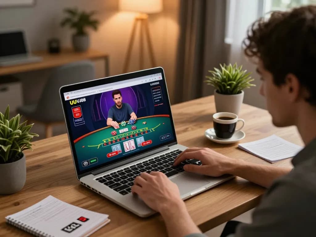 Engaging in dynamic gameplay on UU88's online platform with dealer cards displayed.