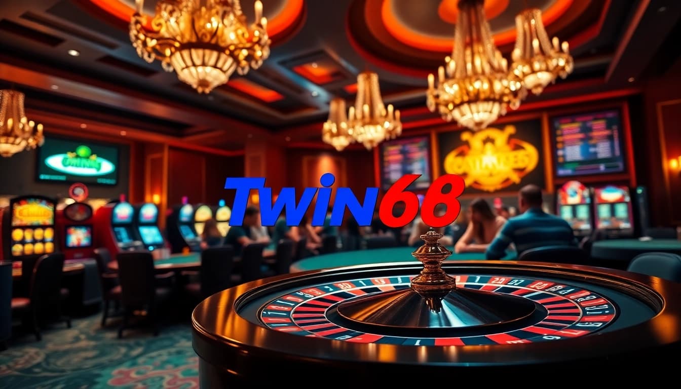Experience thrilling gameplay at Twin68 casino with exciting moments at the poker table and roulette wheel.