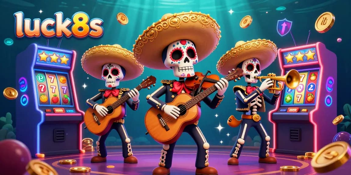 Join the excitement of luck8s with a vibrant casino mariachi scene rich in gaming elements and joyous celebration.