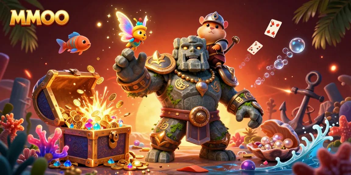 Engage in thrilling gameplay with MMOO, showcasing magical characters in a vibrant casino world.