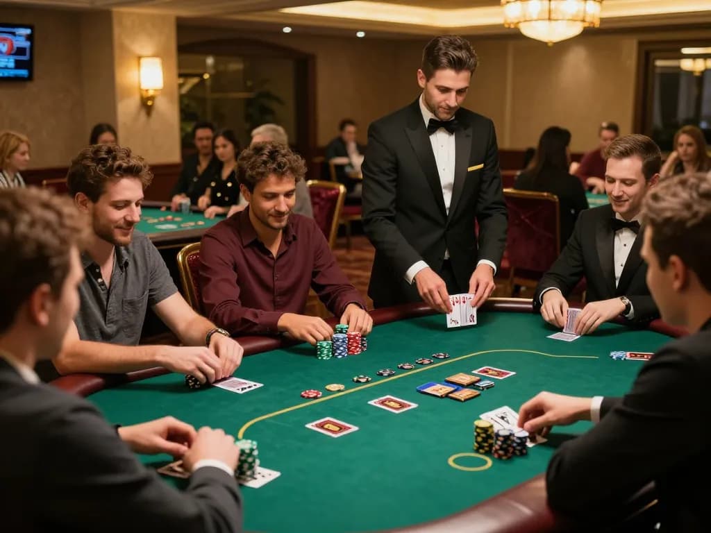 Players engaging in a thrilling poker game in an upscale casino environment featuring S666 strategies.