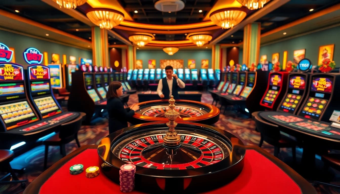 Experience thrilling gaming at TR88 with vibrant casino tables and engaging dealers.