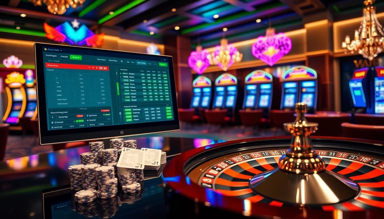 Engaging betting experience showing tỷ lệ kèo nhà cái hôm nay on a digital display with casino elements.