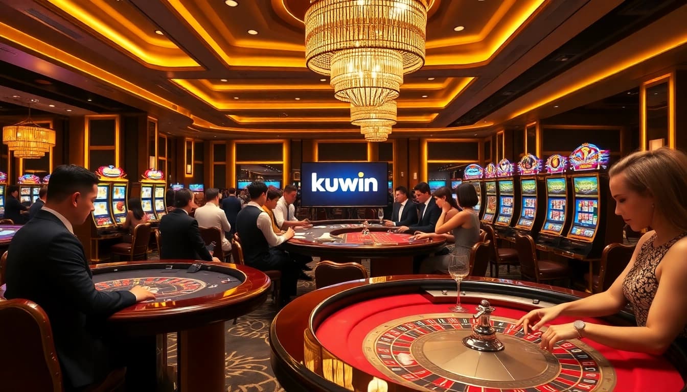 Kuwin online casino gameplay with professional dealers and vibrant casino atmosphere.