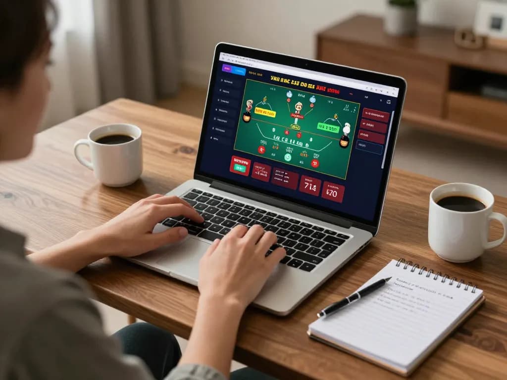 Play blackjack at home with fabet, enjoying a live dealer session on a laptop.