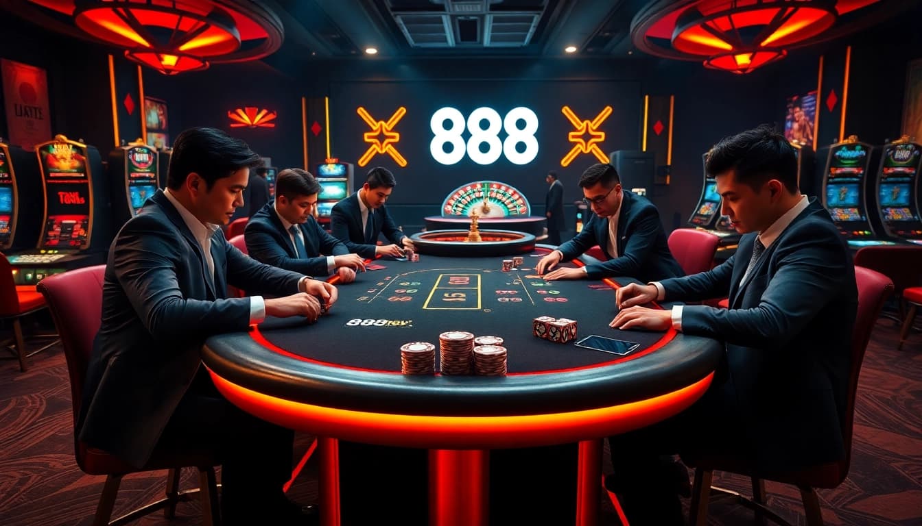 Experience the thrill of live poker action at 888new casino with vibrant colors and high-stakes excitement.