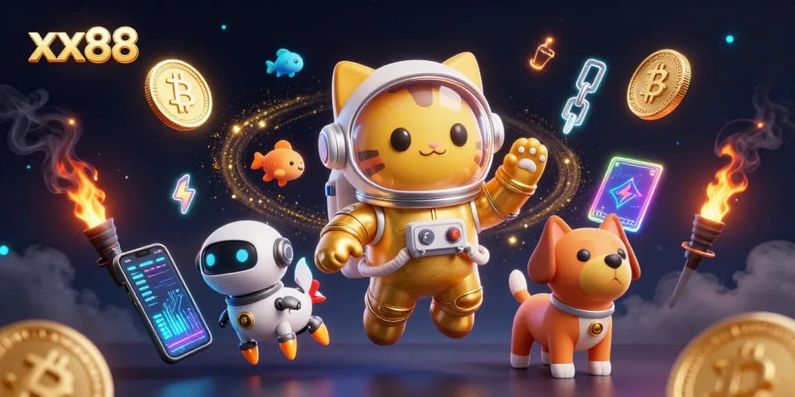 Engage in thrilling gameplay at xx88 with surreal cosmic gambling visuals featuring an astronaut cat.