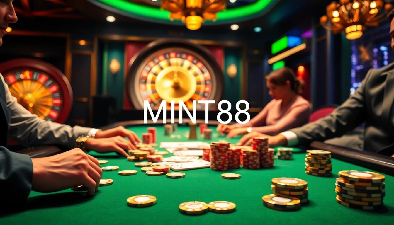 Join the thrilling action at mint88 with intense poker games and vibrant casino visuals.