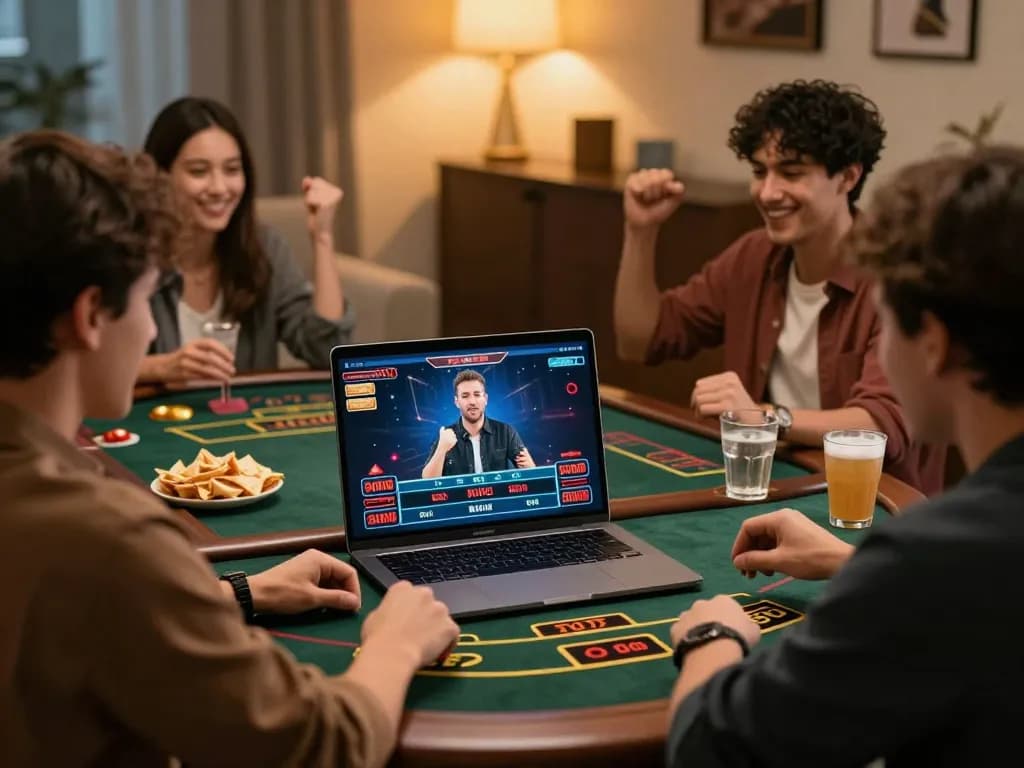 ok365 players celebrating a win while enjoying interactive live dealer gaming at home.