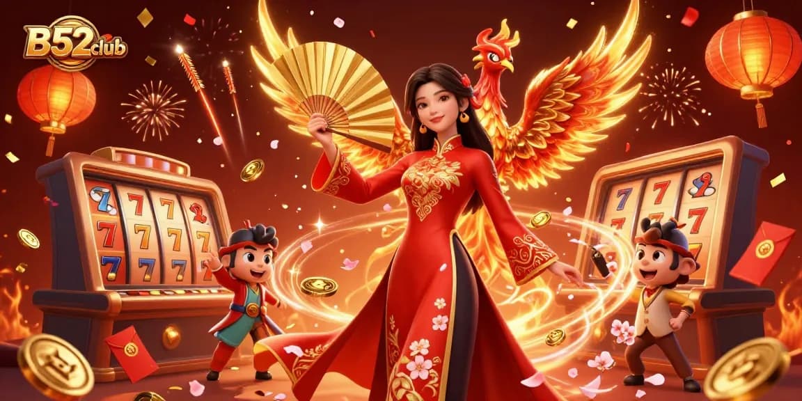B52club invites players to enjoy thrilling slot games in a vibrant casino atmosphere with epic visual elements.