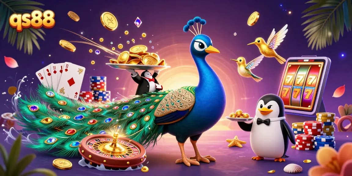 Experience the thrill of qs88 casino gaming with vibrant characters, golden chips, and dynamic action.