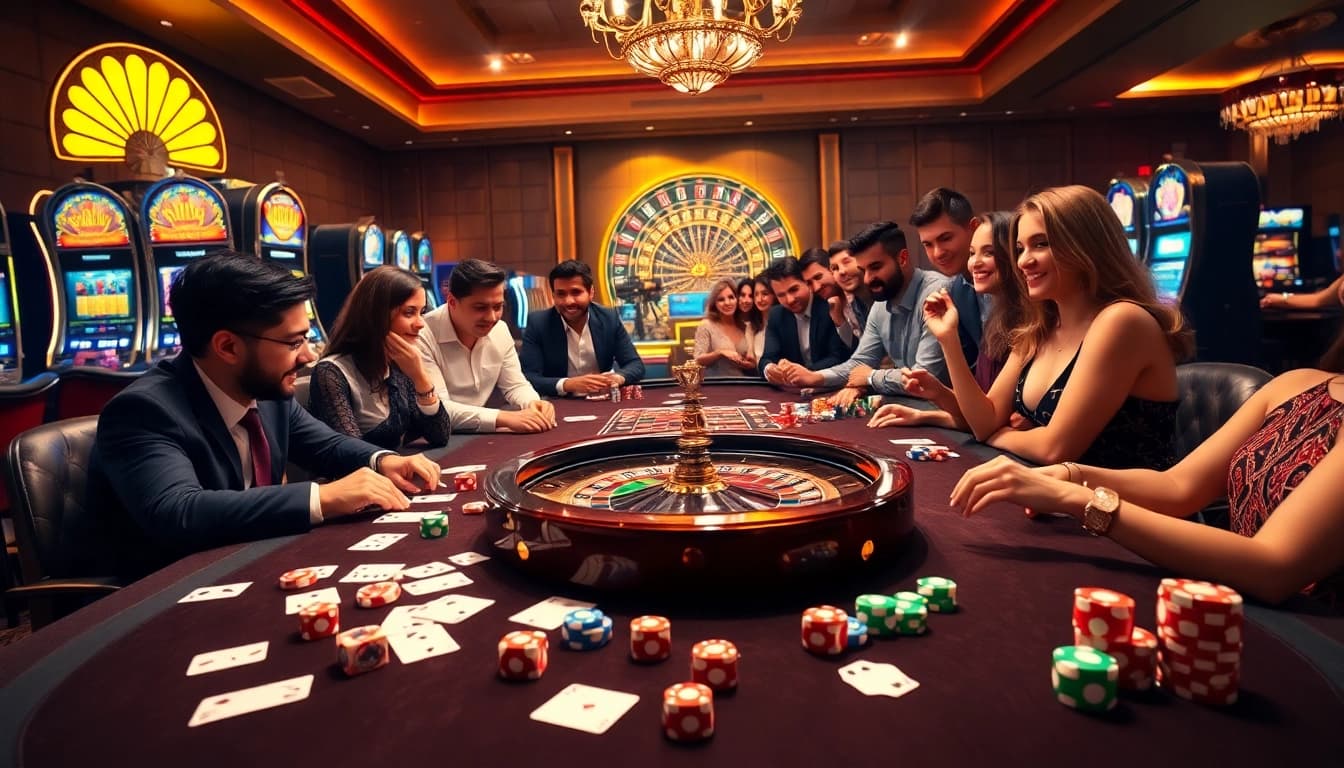 Experience thrilling gameplay at https://luckywinn.us.com/ with vibrant casino tables, roulette, and engaging players.
