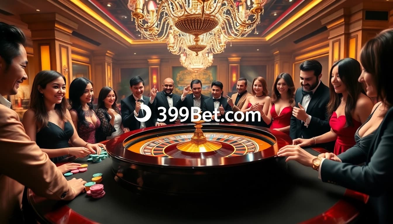 Players enjoying vibrant roulette action at 399Bet.com, capturing the thrill of casino excitement.