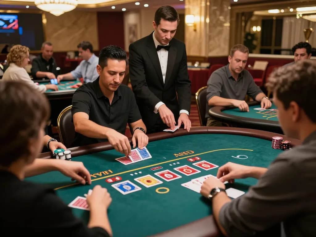 Dabet players engaged in exciting live casino action at a luxurious gaming table