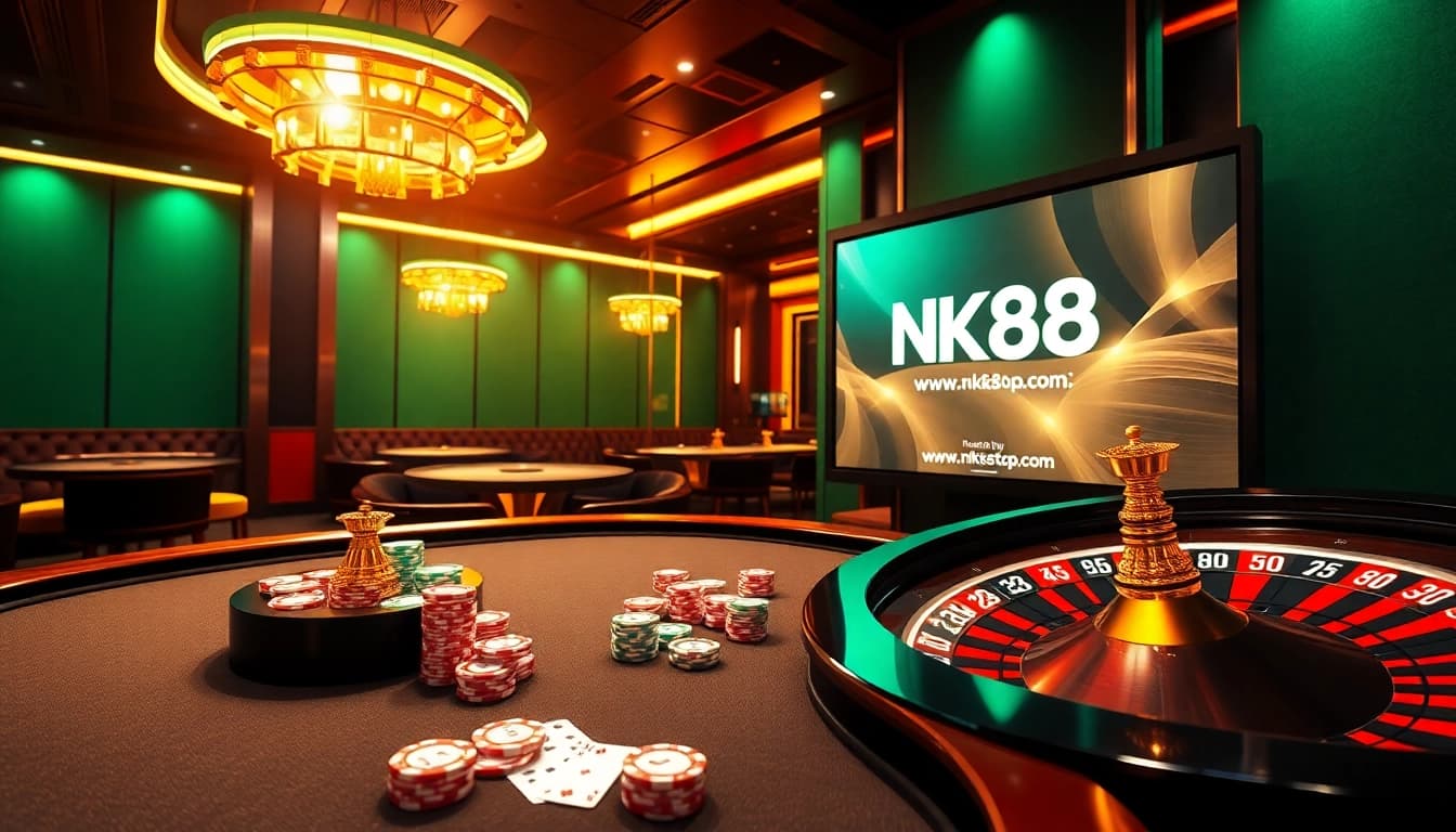 Experience thrilling gaming action at https://nk88top.com/, showcasing vibrant casino tables and engaging play.