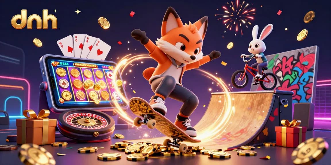 Experience thrilling wins in colorful slots with dnh's vibrant 3D casino characters.
