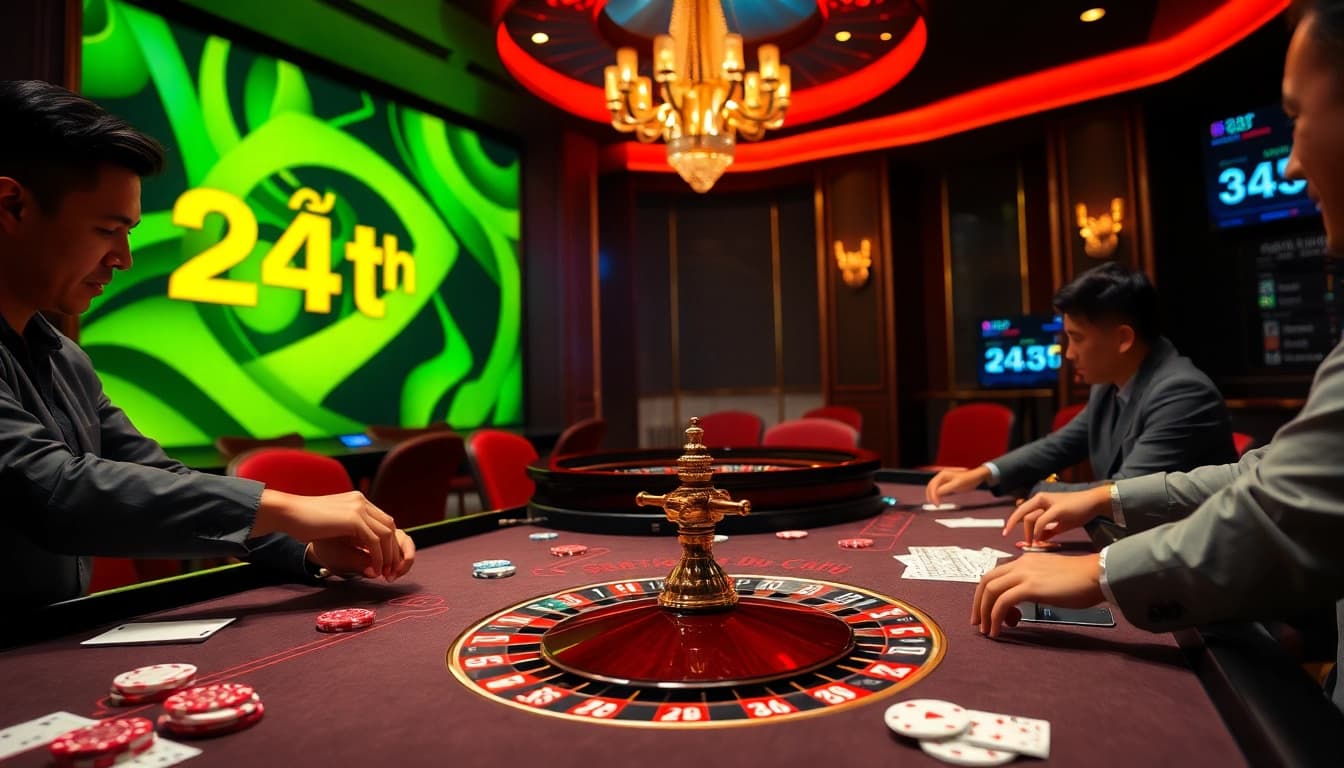 Engage with soi cầu 24h at a lively casino table showcasing high-stakes gameplay and vibrant poker chips.