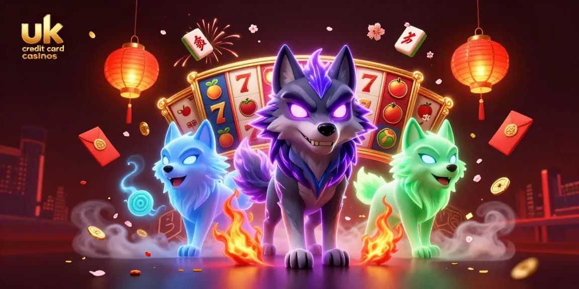 Experience the excitement of uk credit card casinos with vibrant characters around slot machines and golden symbols.