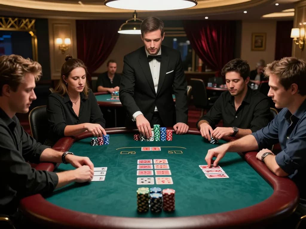 Kong88 poker table scene with intense players strategizing their bets and colorful chips