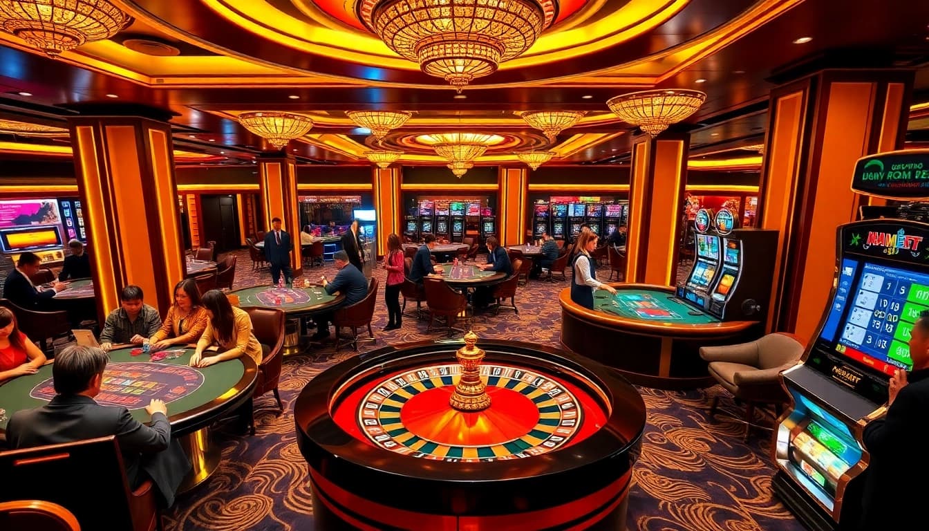 Experience excitement and winning moments at MM88 casino with vibrant tables and players.