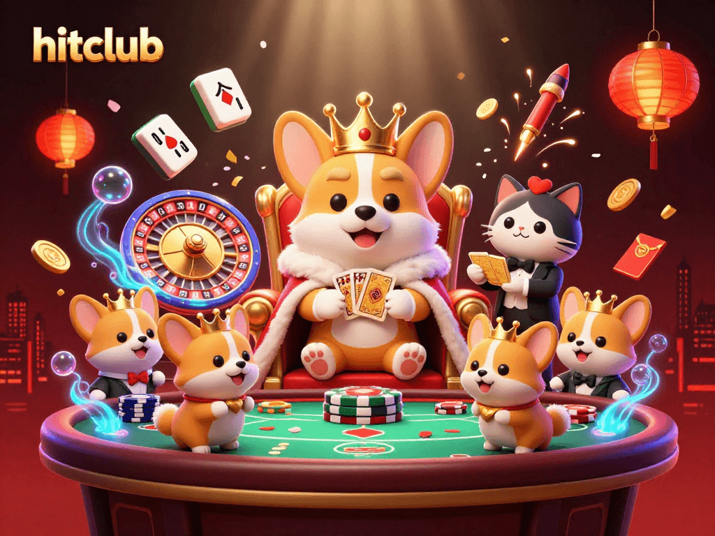 Hitclub elevates gaming fun with a vibrant casino scene full of excitement and colorful elements.