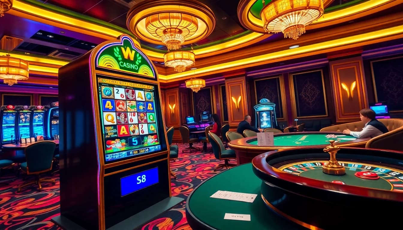 S8-themed slot machine action in a luxurious casino atmosphere with vibrant poker chips.