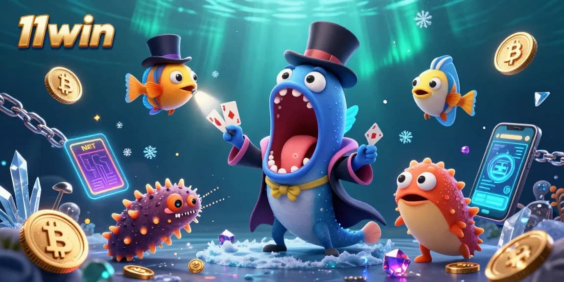 Join the fun at 11win, where a magical underwater scene blends casino thrills with cryptocurrency excitement.