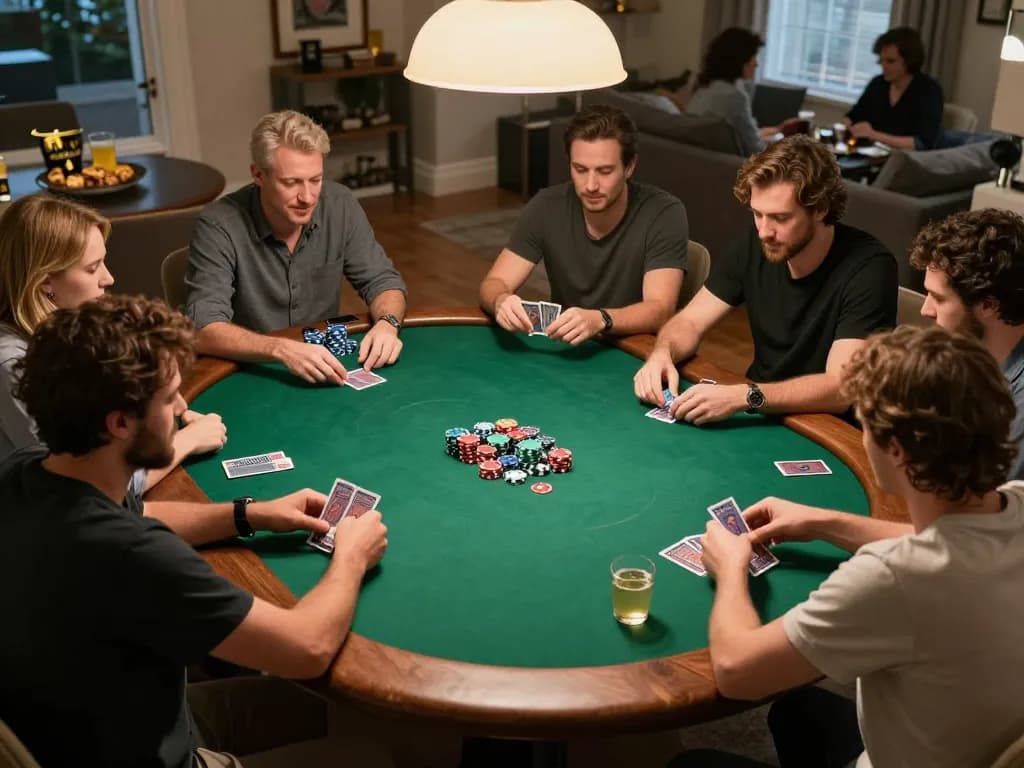Engaged players enjoying a lively poker game, showcasing 58wiin's vibrant social atmosphere.