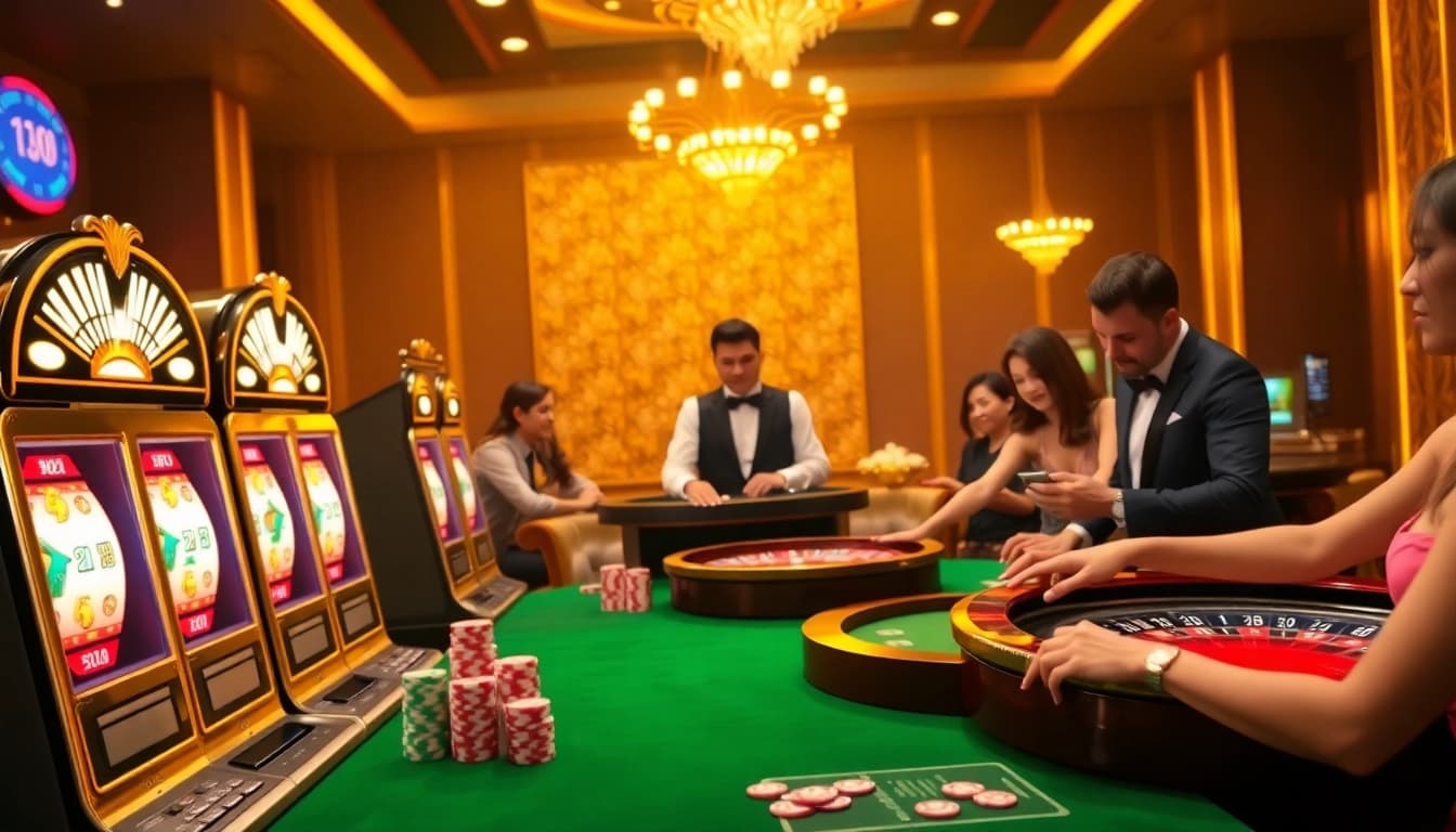 Experience high-stakes gambling action at GG88.MOBI with vibrant slot machines and poker gameplay.