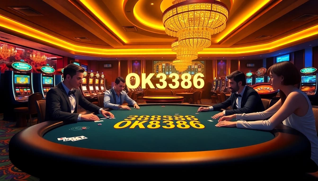 Join the excitement at OK8386 with lively poker action and vibrant casino elements.