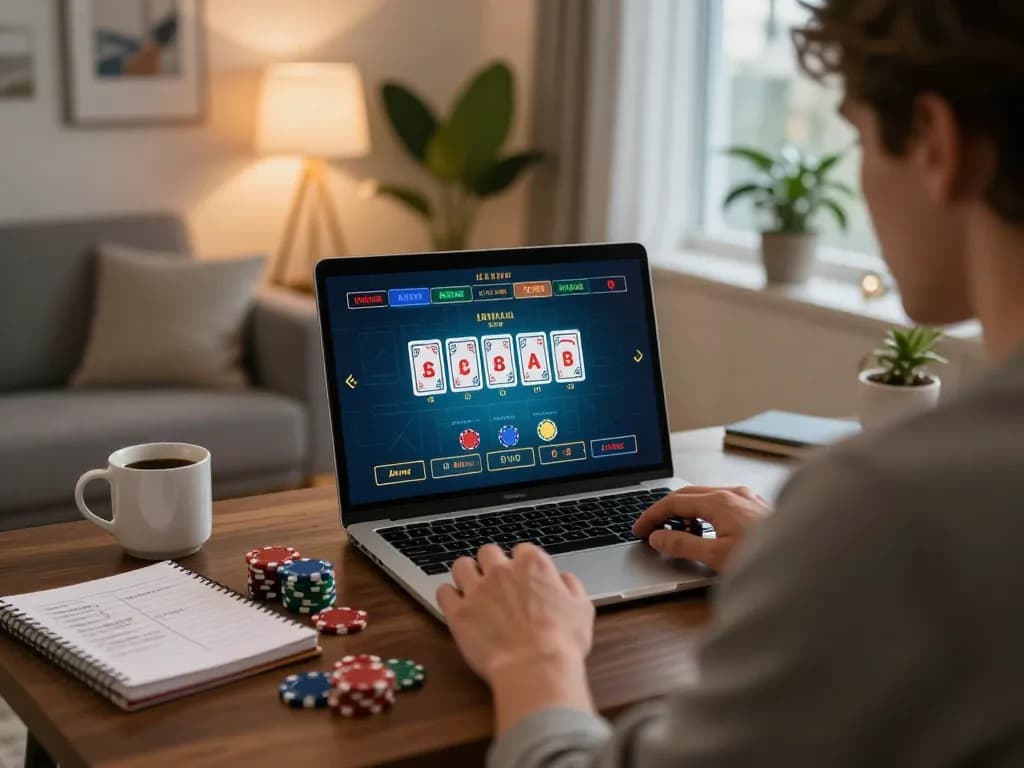 Player enjoying a thrilling gaming session on 789win using a laptop for live dealer games at home.