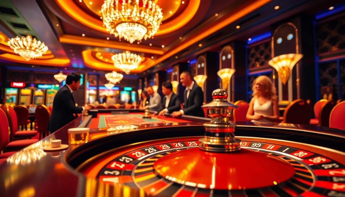 Engaging gameplay at RR88 casino with players at the roulette table.