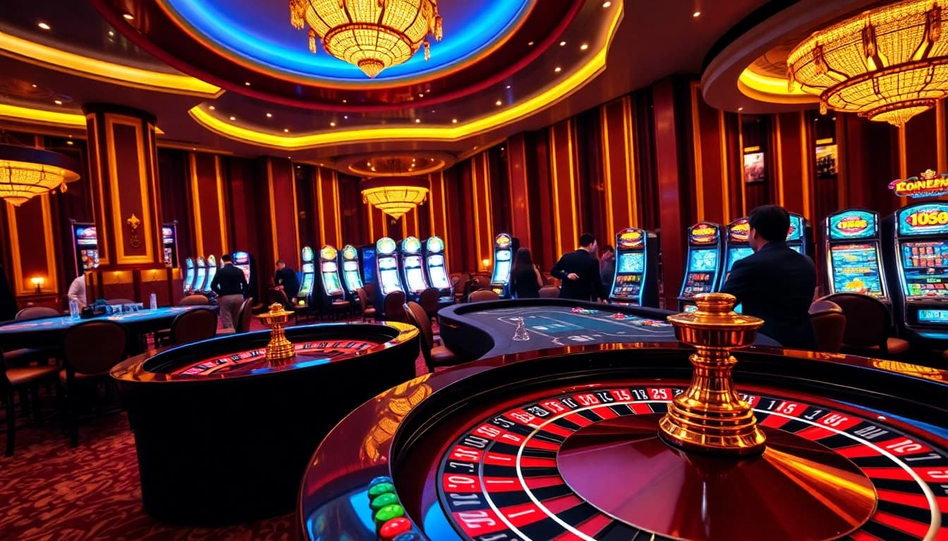 UU88 players enjoy an exciting poker game in a luxurious casino setting.