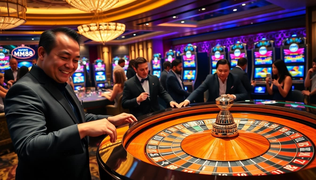Players celebrating a win at the MM88 casino table, showcasing an exhilarating gaming atmosphere.