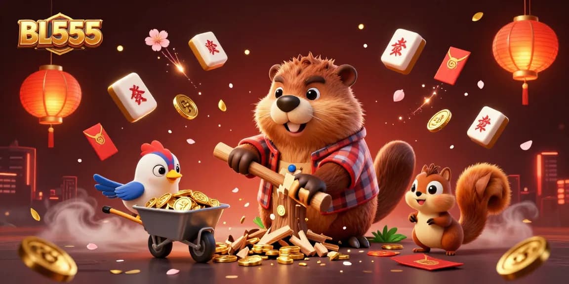 Collect coins and celebrate wins with BL555 in a vibrant casino-themed illustration