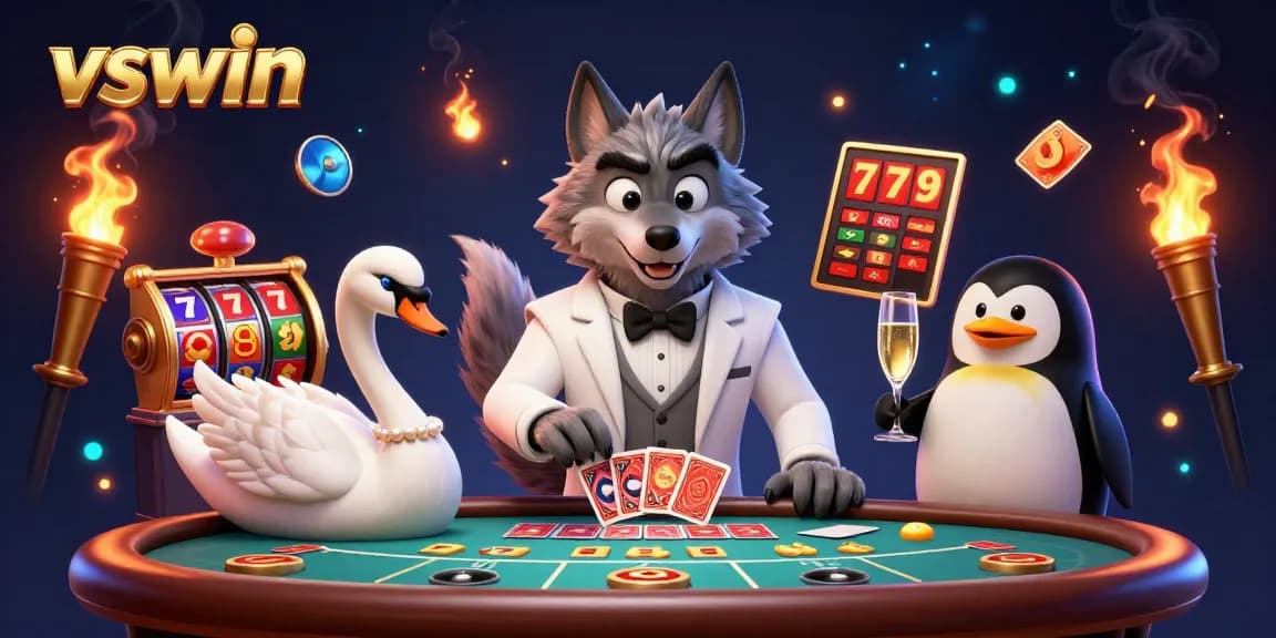 Experience thrilling games with the debonair wolf and elegant swan at vswin casino.