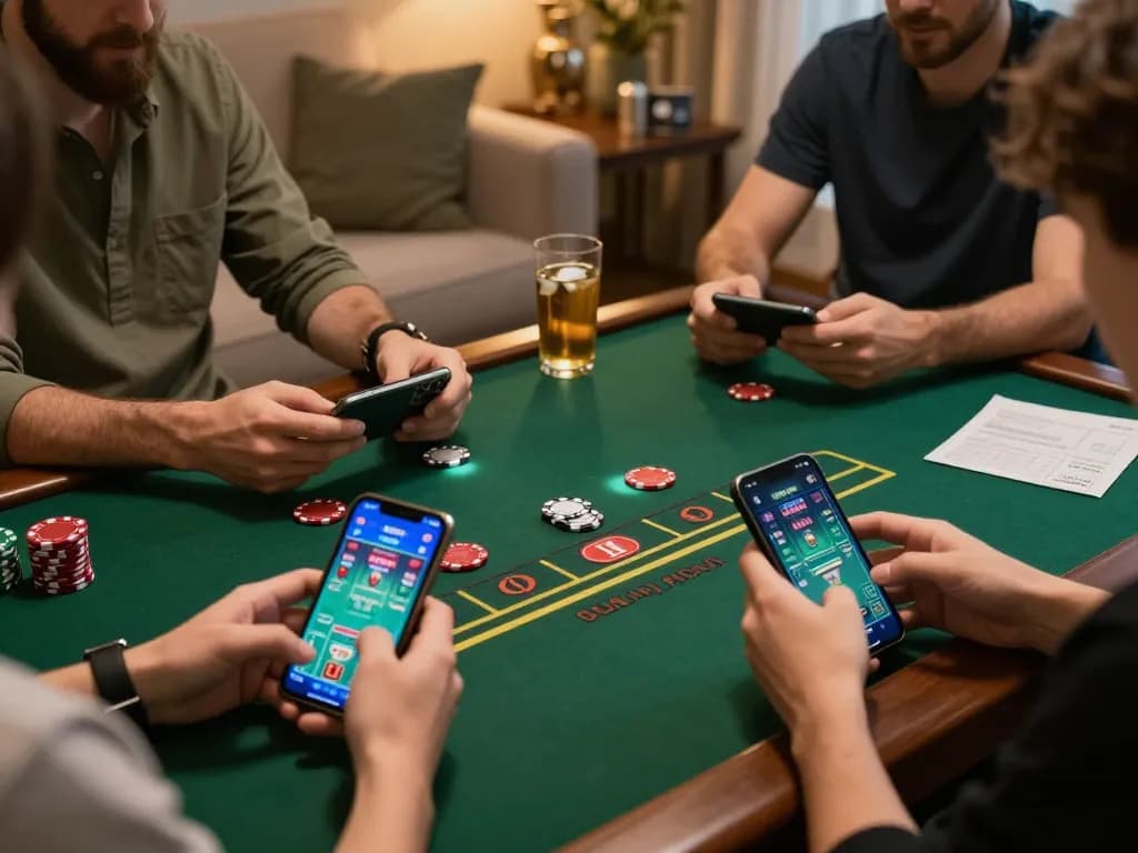 Players enjoying blackjack on mobile devices, showcasing the thrill of online gaming at uu8855